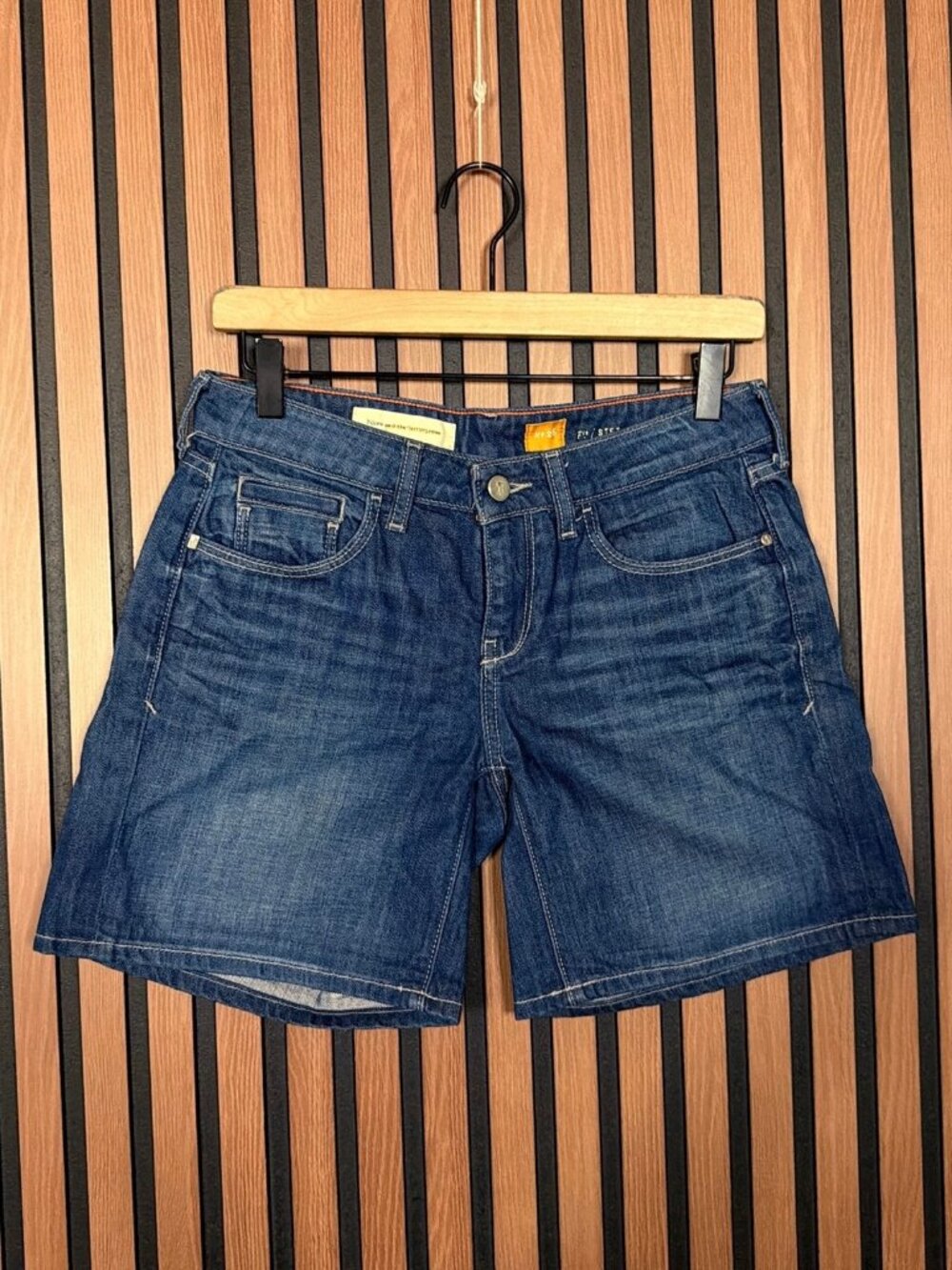Pilcro Jean Shorts 26 Womens Blue Stet 6.5” Inseam 100% Cotton Rigid